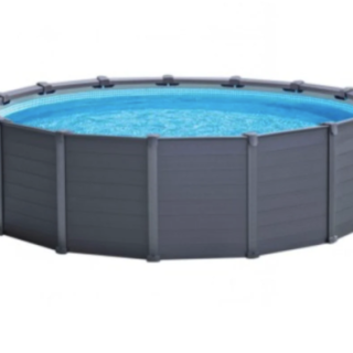 Piscina Estructural INTEX Graphite Grey Panel 478 x 124 cm, 16.805L, con Bomba de Arena, Escalera, Cobertor y Tapiz